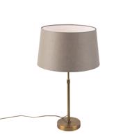 Bronzová stolová lampa s ľanovým tienidlom taupe 35cm - Parte