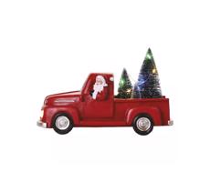 DCLW09 LED dekorace – Santa v autě s vánočními stromky 10 cm 3x AA vnitřní multicolor