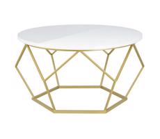 HowHomely Konferenčný stolík DIAMOND 40x70 cm mosadz/biela