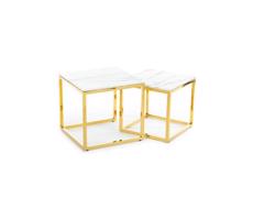 HowHomely SADA 2x Konferenčný stolík LIGHT 42x45 cm zlatá/biely mramor