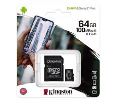 Kingston Kingston SDCS2/64GB - MicroSDXC 64GB Canvas Select Plus U1 100MB/s + SD adaptér