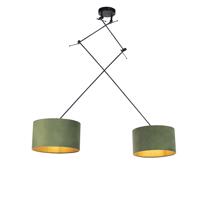 Závesná lampa so zamatovými odtieňmi zelenej so zlatou 35 cm - Blitz II čierna