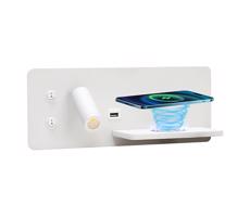 08285L-LED Nástenné sviet. s pol., USB a bezdr. nab. LED/3W/230V + LED/3W