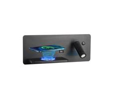 08288L-LED Nástenné sviet. s pol., USB a bezdr. nab. LED/3W/230V + LED/3W