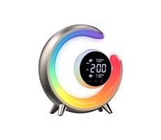 08981L- LED RGBW Stmievateľná stolná lampa s budíkom PEACOCK LED/20W/5V USB