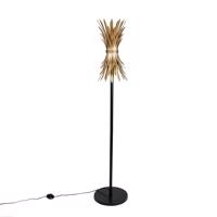 Art Deco stojacia lampa zlatá s čiernou - Wesley