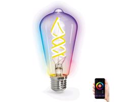 B.V. LED RGBW Stm. žiarovka FILAMENT ST64 E27/4,9W/230V 2700-6500K Wi-Fi -