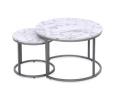 Halmar SADA 2x Konferenčný stolík PAOLA pr. 38/60 cm šedá/dekor mramoru