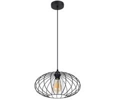 HEXE Luster na lanku CORRINI 1xE27/60W/230V pr. 34 cm čierna/číra