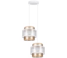 Luster na lanku GABI 2xE27/60W/230V zlatá/biela pr. 30 cm