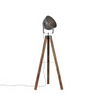 Priemyselná stojaca lampa statív oceľový s dreveným sklopným - Emado