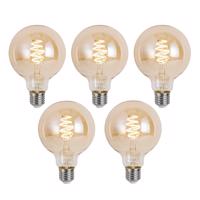 Sada 5 ks Inteligentná stmievateľná LED žiarovka E27 G95 Jantárová 4,9W 320lm 2500K