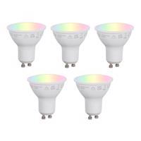 Sada 5 ks Inteligentná stmievateľná LED žiarovka GU10 50 mm Opál RGBW 4,7 W 400 lm 2700-6500 K