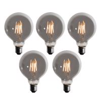 Sada 5 ks Stmievateľná LED žiarovka E27 dymová G95 5W 450lm 1900K
