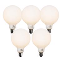 Sada 5 ks Stmievateľná LED žiarovka E27 opálové sklo G125 5W 450lm 3000K