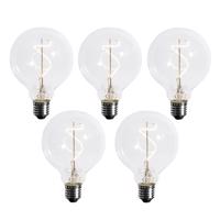 Sada 5 ks Stmievateľná LED žiarovka E27 so špirálovým vláknom G95 4W 270lm 2700K