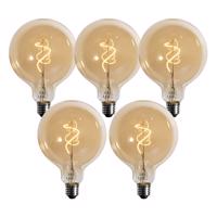 Sada 5 stmievateľných LED žiaroviek so špirálovým vláknom Gold G125 4W 270 lm 2700K