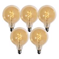 Sada 5 stmievateľných LED žiaroviek so špirálovým vláknom zlatá G125 4W 270 lm 2200K