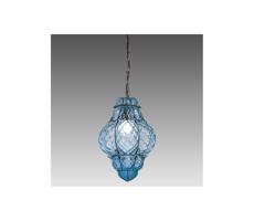 SIRU SIRU- Luster na reťazi CLASSIC 1xE27/60W/230V pr. 30 cm modrá/čierna benátske sklo