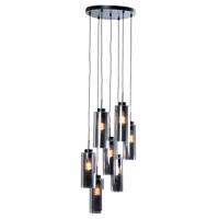 Smart hanglamp zwart met smoke glas 7-lichts incl. 7 Wifi ST64 - Laura