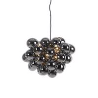 Smart hanglamp zwart met smoke glas 8-lichts rond incl. 8 Wifi G9 - Uvas