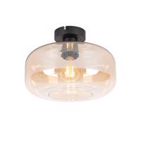 Smart plafondlamp zwart met amber glas incl. Wifi A60 - Bizle