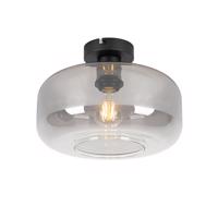 Smart plafondlamp zwart met smoke glas incl. Wifi A60 - Bizle