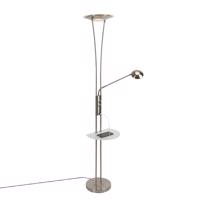 Stojacia lampa z ocele s čítacím ramenom vrátane LED a USB portu - Sevilla