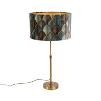 Stolová lampa bronzová s velúrovým tienidlom s dizajnom listov a zlatým vnútorným povrchom - Parte