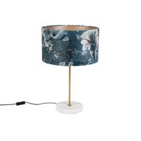 Stolová lampa mosadz s velúrovým tienidlom dizajn ryby 35 cm - Kaso