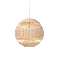 Vidiecka závesná lampa biela s ratanom - Ratan