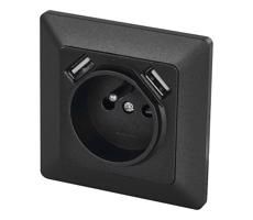 Zásuvka domová s USB 250V/16A antracit