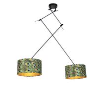 Závesná lampa so zamatovými odtieňmi páv so zlatom 35 cm - Blitz II čierna